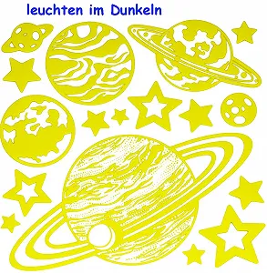 Наклейки на стіну та вікно Планети та зірки що світяться в темряві 17 шт. XL synthetic.ua - Фото 1