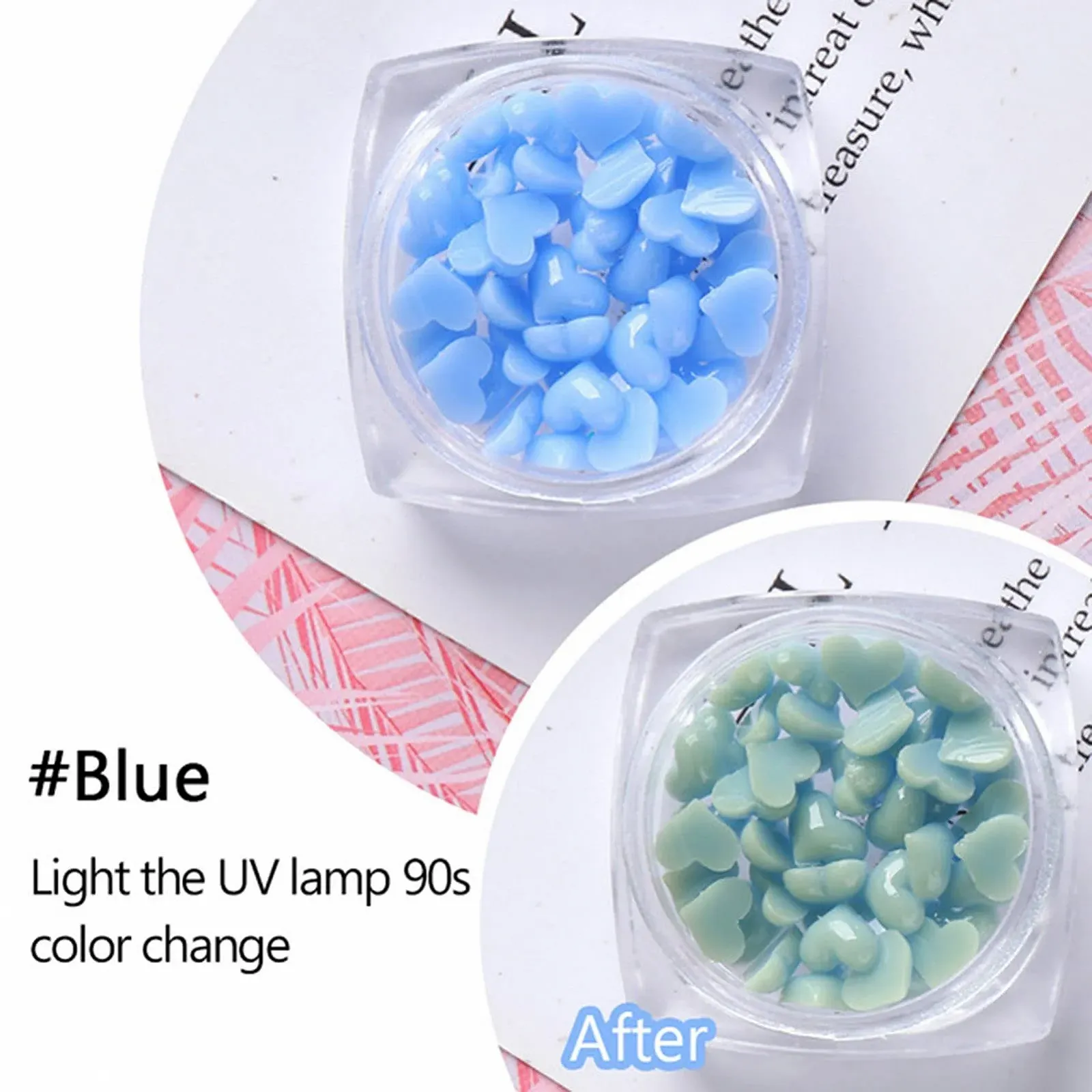 Наклейки для нігтів Прикраса для нігтів Серце 3D Ефект Міні Прикраса для нігтів Серце Фіолетовий, 40 шт/бокс, фото №3