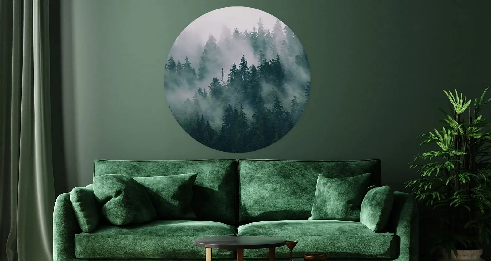 3D наклейка на стіну Muralo Round Forest in Fog 100 см x 100 см Зелений, фото №4 3D наклейка на стіну Muralo Round Forest in Fog 100 см x 100 см Зелений, фото №4