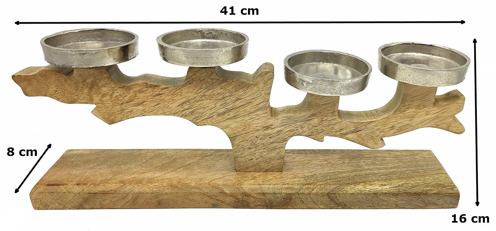 Підсвічник DARO DEKO Дерев'яний і металевий 16 x 41 см Коричневий Срібний, фото №6