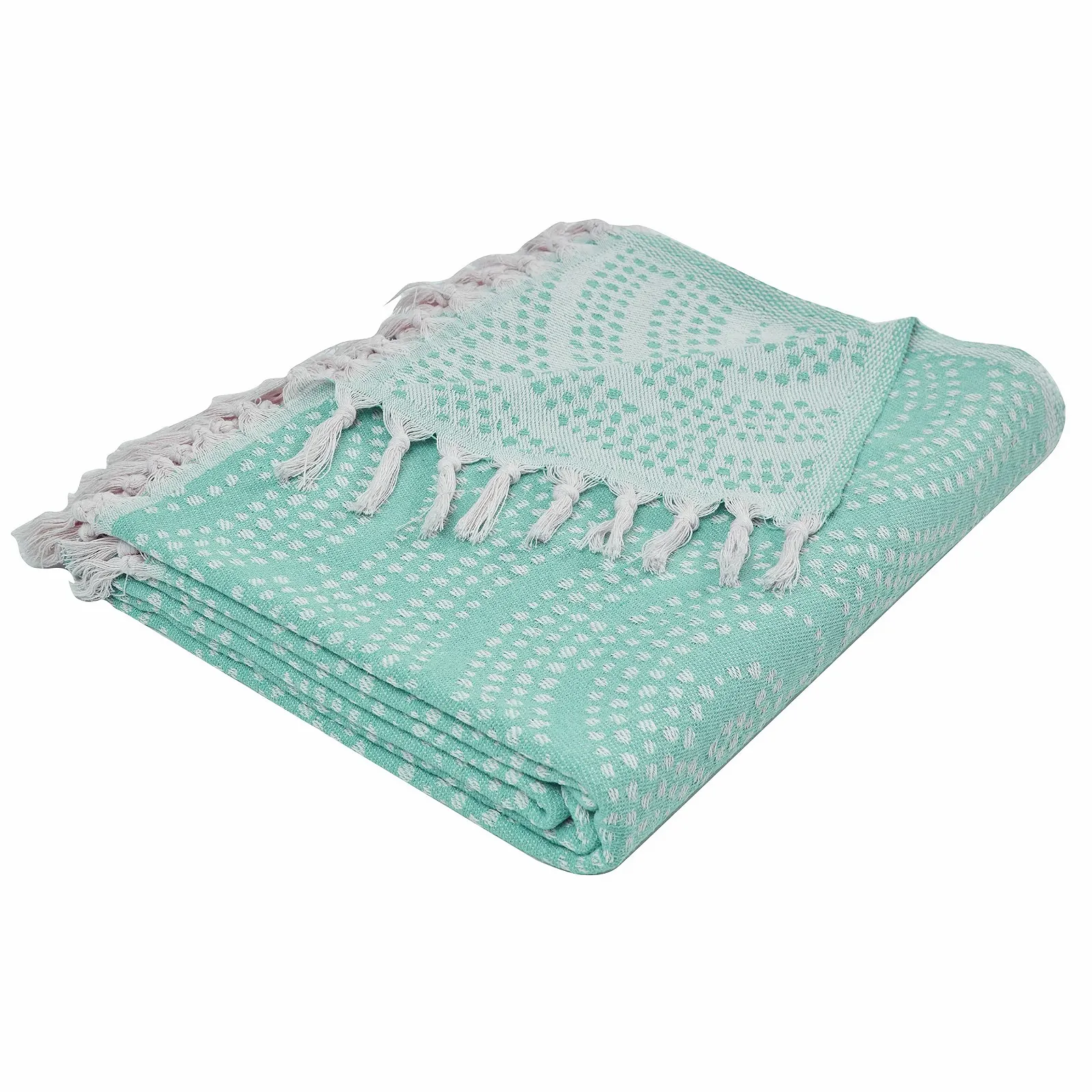 Покрывало Mixibaby Mandala, Двусторонний плед, Плед для дивана, Плед для кушетки, 200 x 230 см, Цвет: Мятный, фото №3