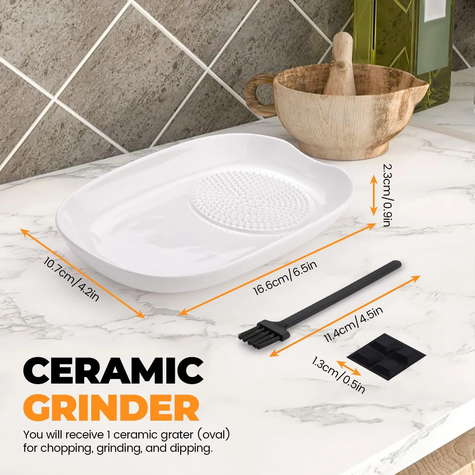 Терка Lele Life Керамическая для чеснока и имбиря, овальная., фото №2