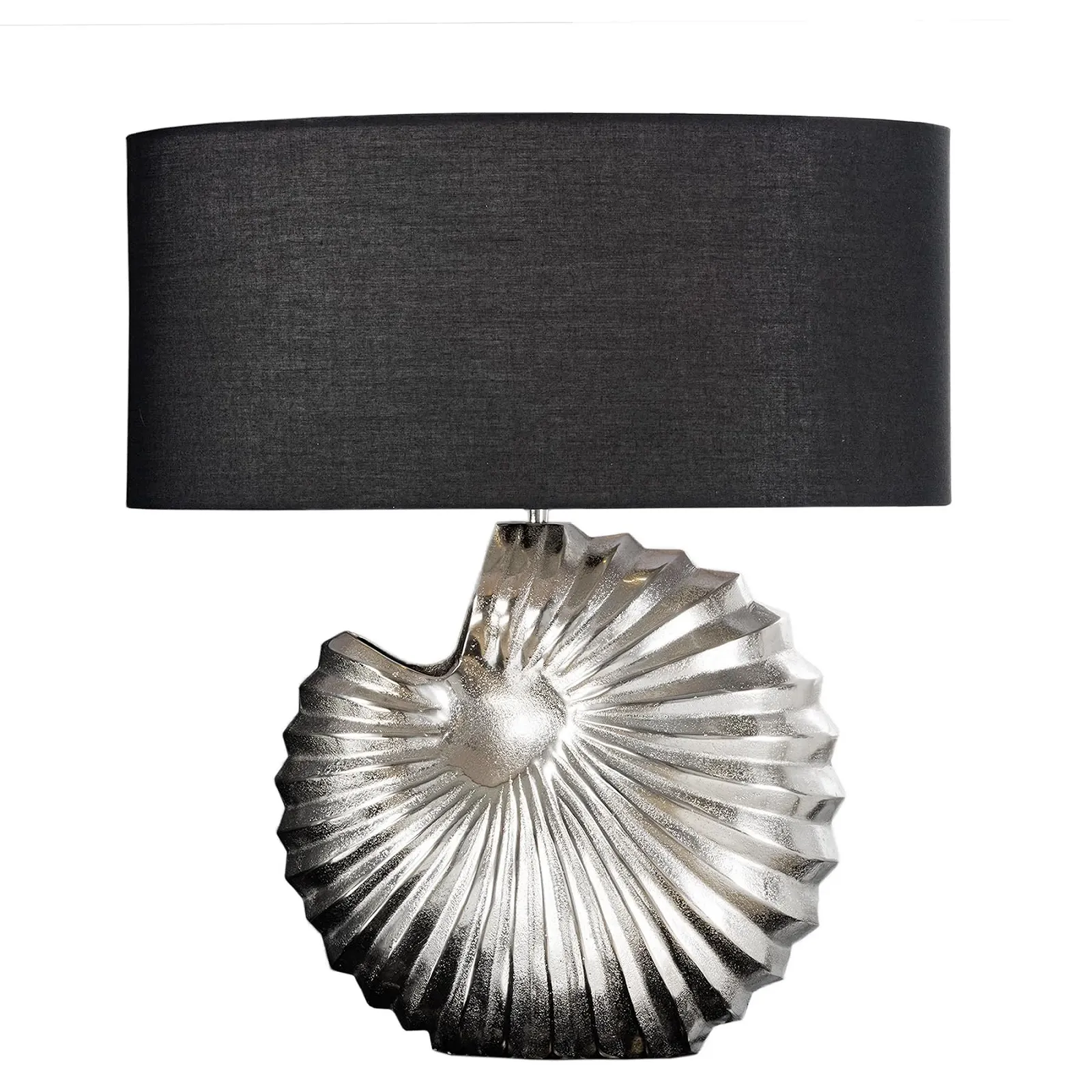 Настольная лампа riess-ambiente Shell морской дизайн 60 см серебристо-черная металлическая тканевый абажур, фото №1