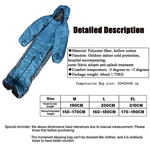 Спальний мішок Мумія XL для дорослих рюкзаків для туризму походів кемпінгу з рукавами і відділеннями для ніг бавовняна підкладка на 4 сезони тепла холодна погода, фото №7 Спальний мішок Мумія XL для дорослих рюкзаків для туризму походів кемпінгу з рукавами і відділеннями для ніг бавовняна підкладка на 4 сезони тепла холодна погода, фото №7