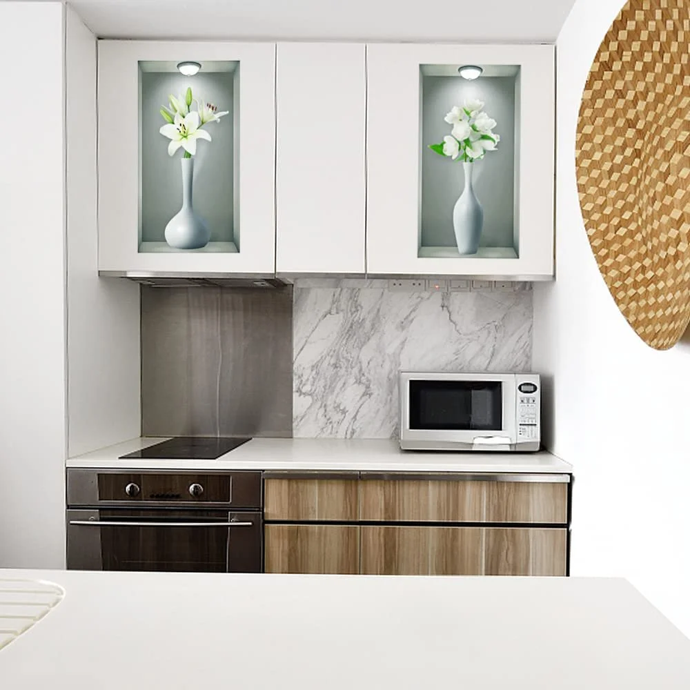 3D Наклейки на стіну milaosk Vase 3D Vinyl Plants Flowers Білий, фото №4