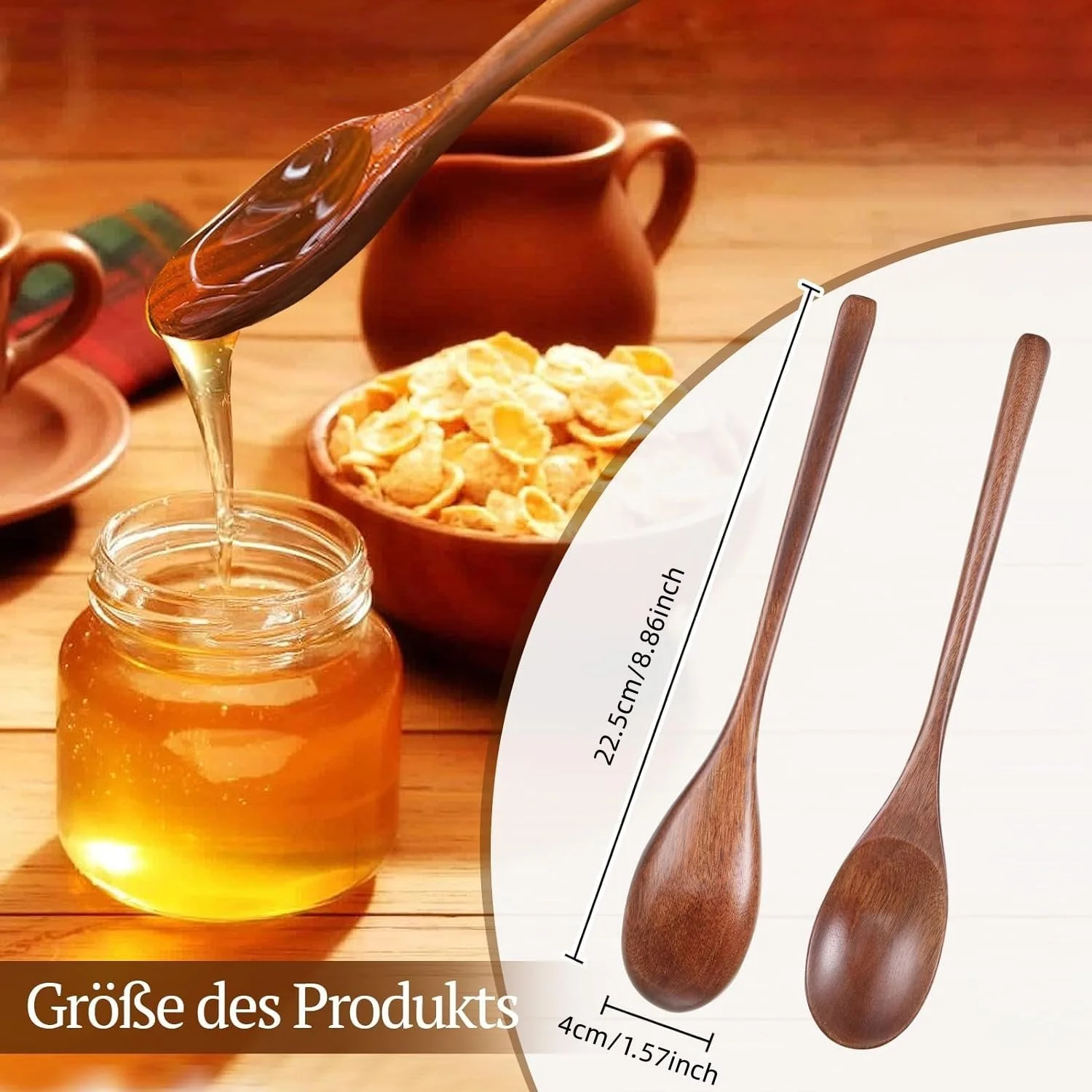 Ложка Дерев'яна Набір 5 штук 22.5 x 4 см, фото №2