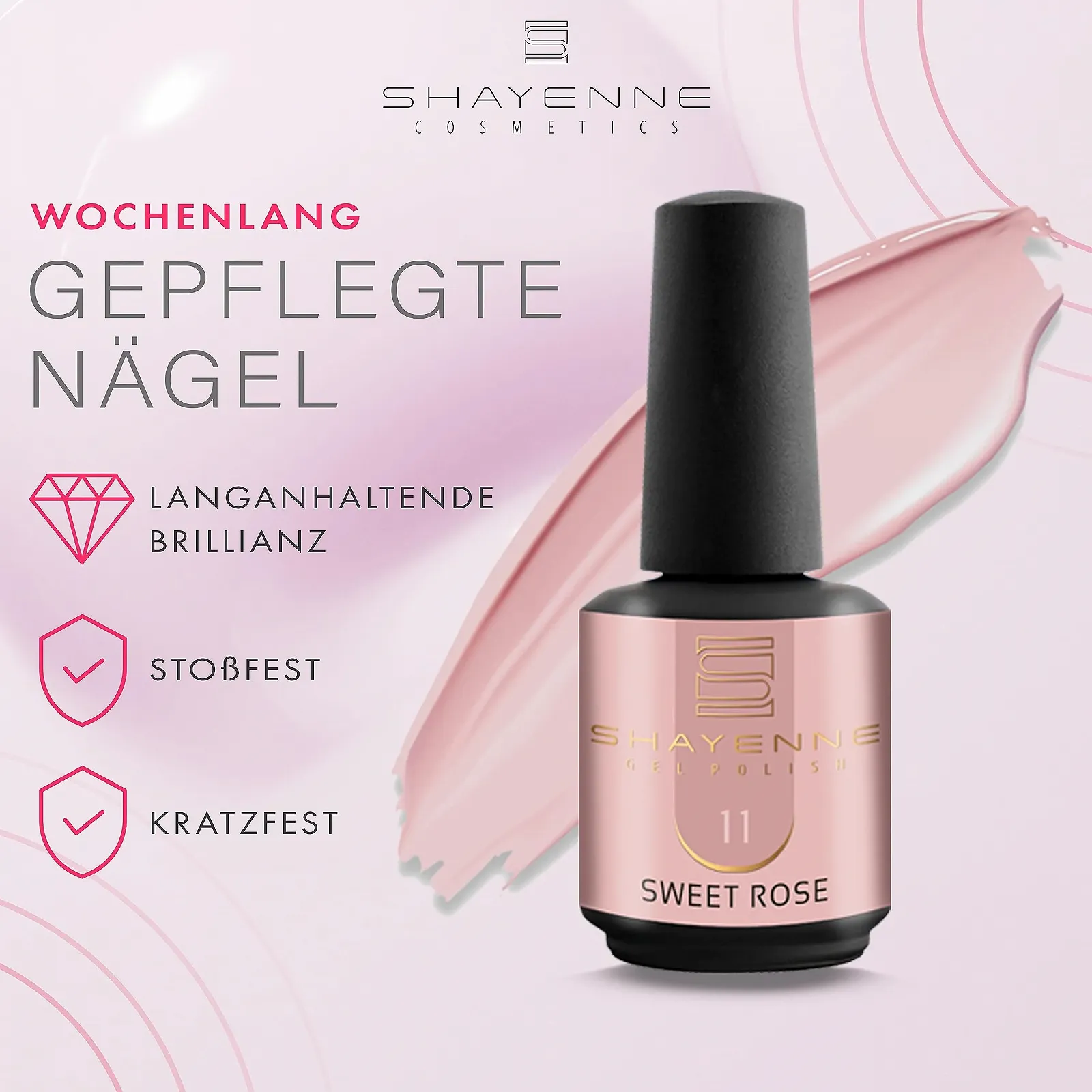 Гель-лак SHAYENNE 11 Sweet Rose Pink, 15 мл, розовый, фото №4