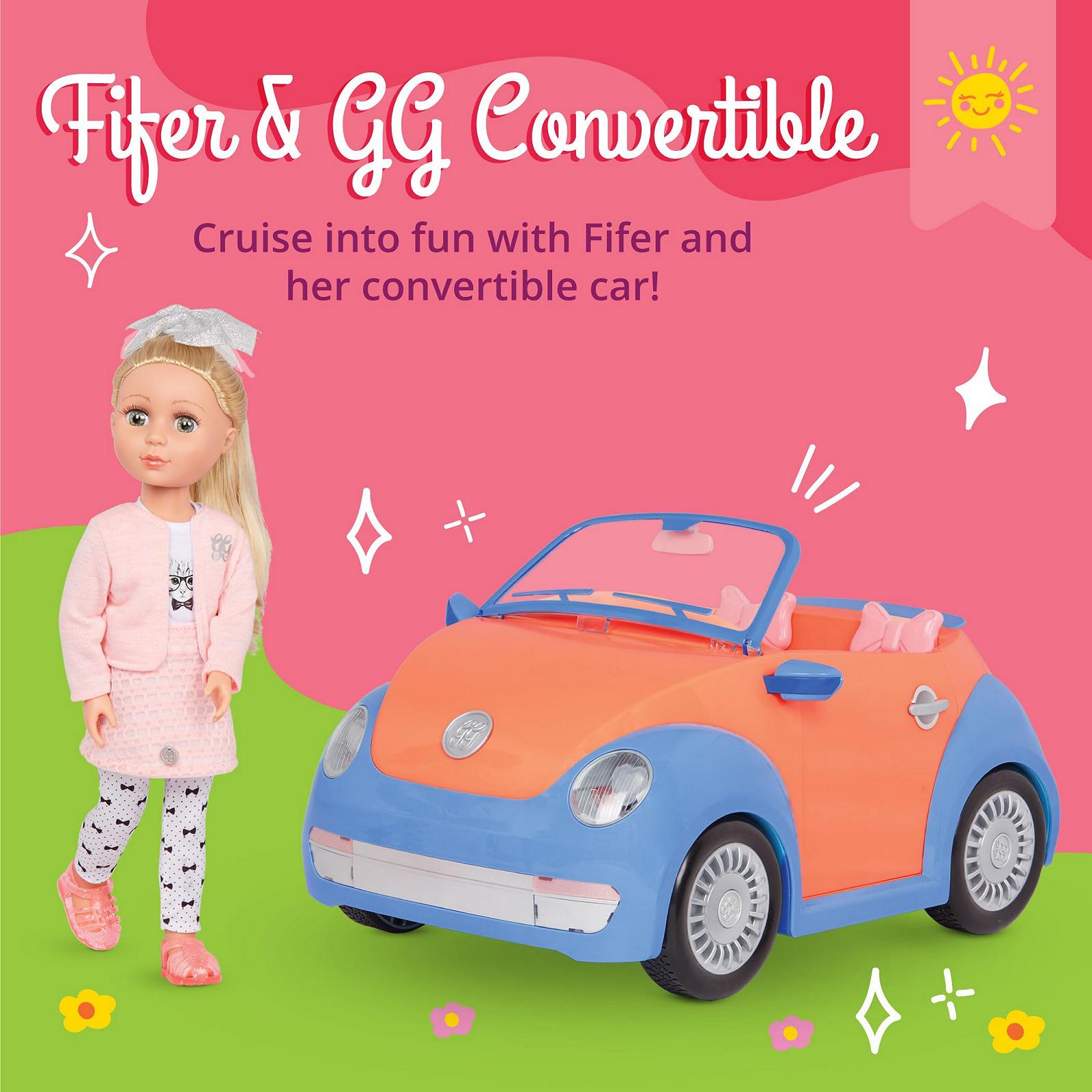 Кукла Glitter Girls Fifer с кабриолетом подвижная 36 см с автомобилем, кукольной одеждой, аксессуарами и длинными светлыми волосами для укладки, 9 элементов, цветная, фото №3