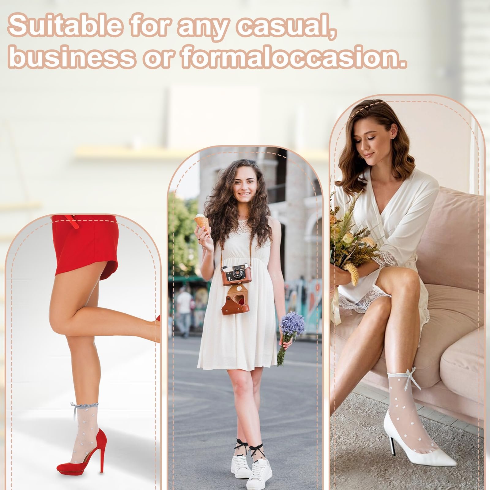 Носки Прозрачные с Бантом, 3 пары, фото №7