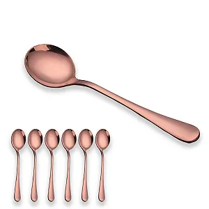 Ложка для супу Berglander Rose Gold з нержавіючої сталі, мідний колір, кругла, набір 6 штук - Фото 1