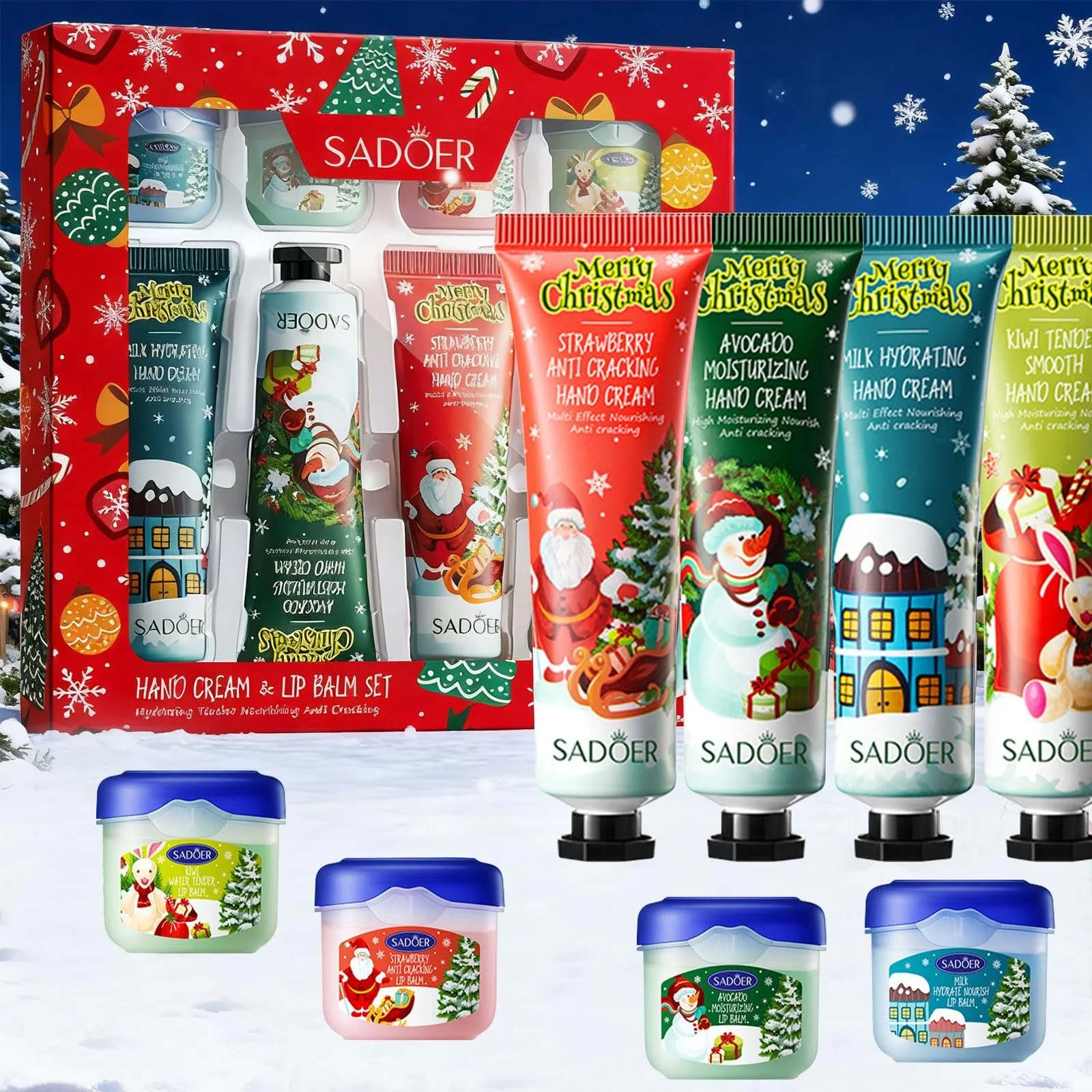 Набір Міні-кремів для рук Різдвяний набір кремів для рук, 8 шт, фото №5