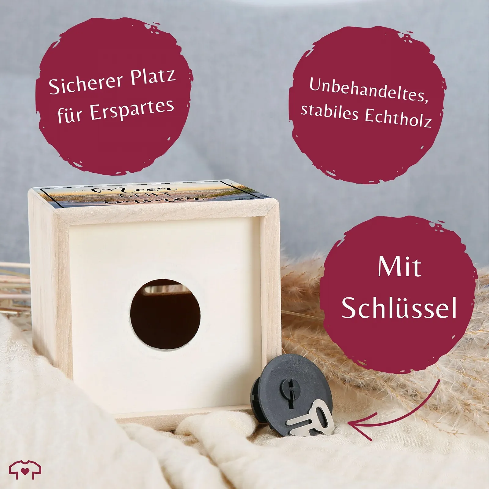 Скарбничка Meer Geht Immer дерев'яна з ключем, фото №4