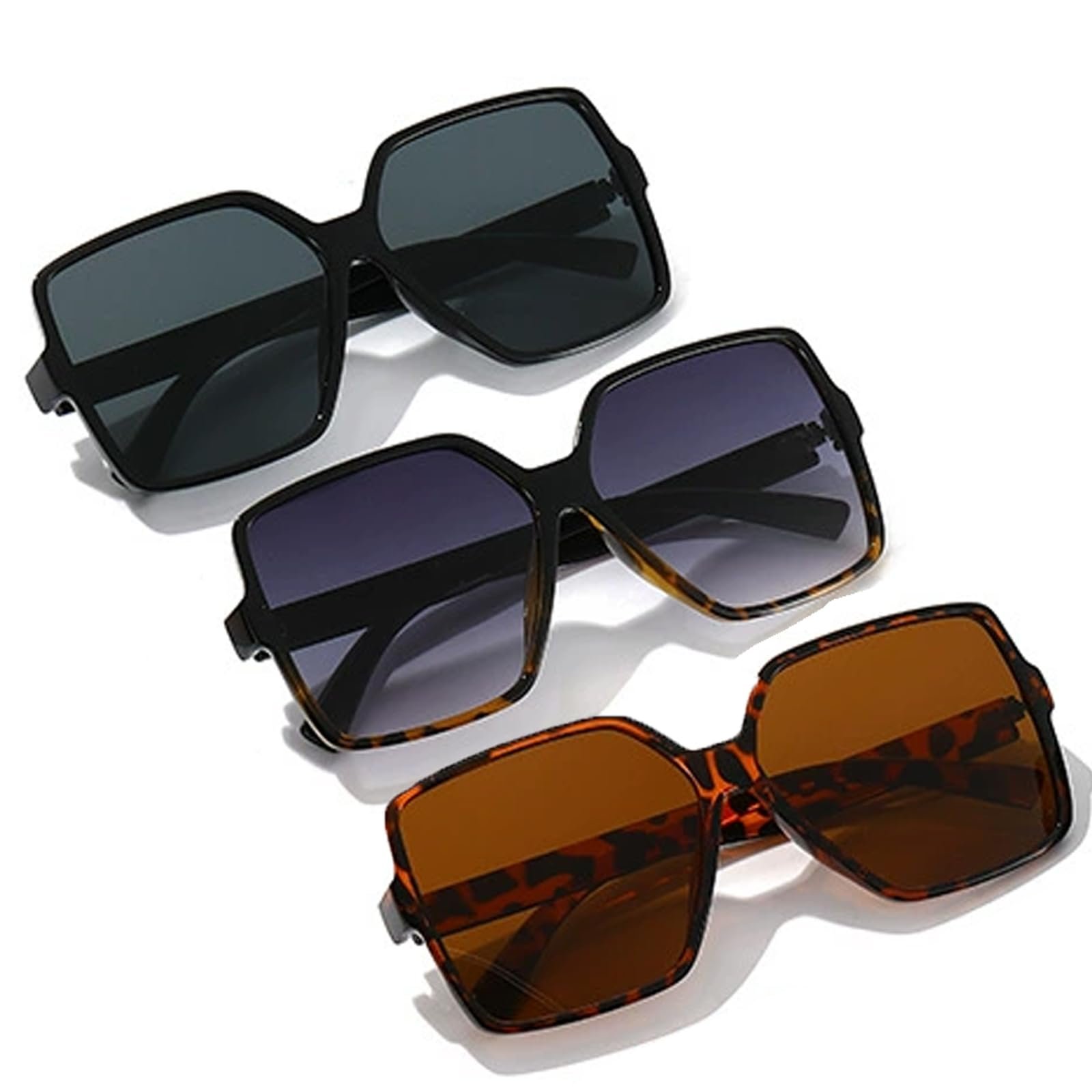 Солнцезащитные очки Прямоугольные Женские Черный / Черепаховый / Черный, 3 шт, фото №3