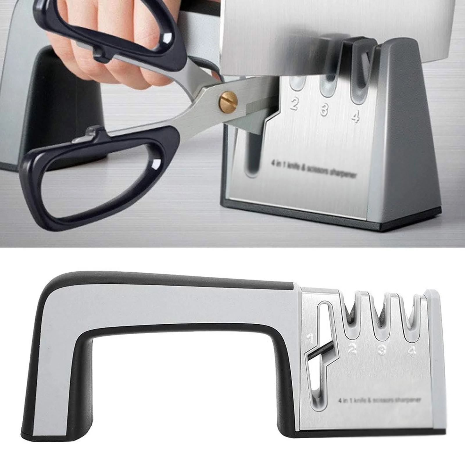 Точилка для ножів та ножиць 4 в 1 нержавіюча сталь, фото №6 Точилка для ножів та ножиць 4 в 1 нержавіюча сталь, фото №6