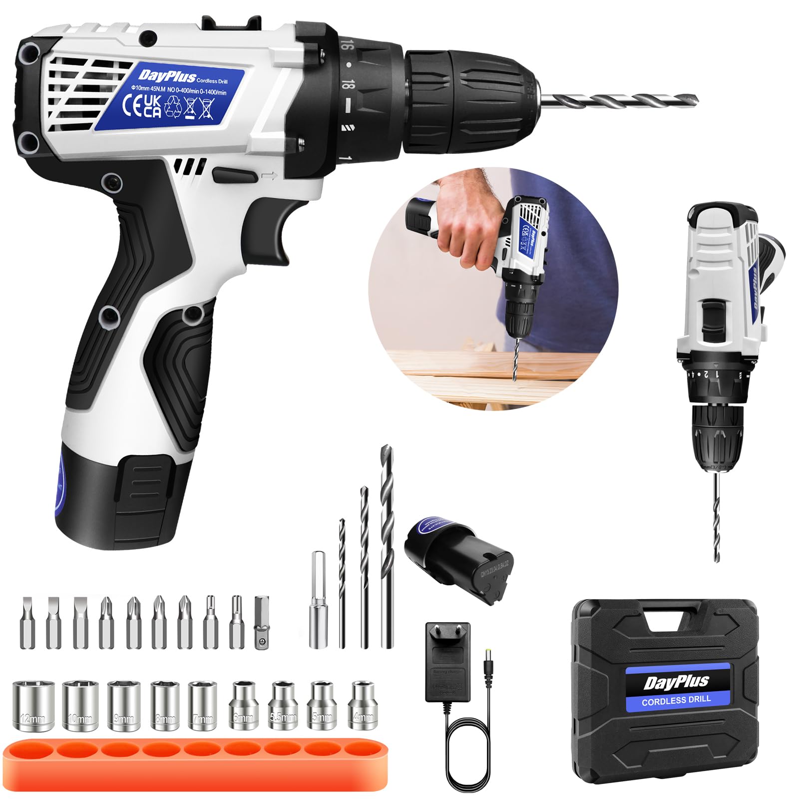 Шурупокрут акумуляторний 16.8 В 45 Н·м білий, фото №1