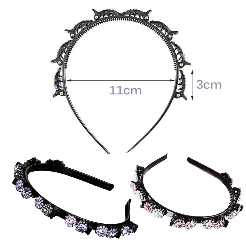 Обруч для волосся з кліпсами 2 шт, рожевий + фіолетовий, фото №2 Обруч для волосся з кліпсами 2 шт, рожевий + фіолетовий, фото №2