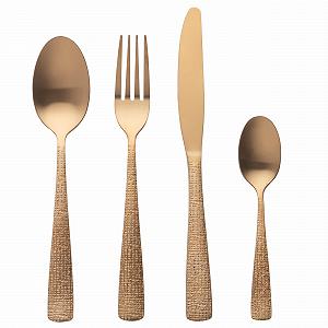 Купити Набір столових приборів 24 шт. Нержавіюча сталь 18/0 Матове золото Текстурна ручка - Фото 1 Набір столових приборів 24 шт. Нержавіюча сталь 18/0 Матове золото Текстурна ручка - Фото 1