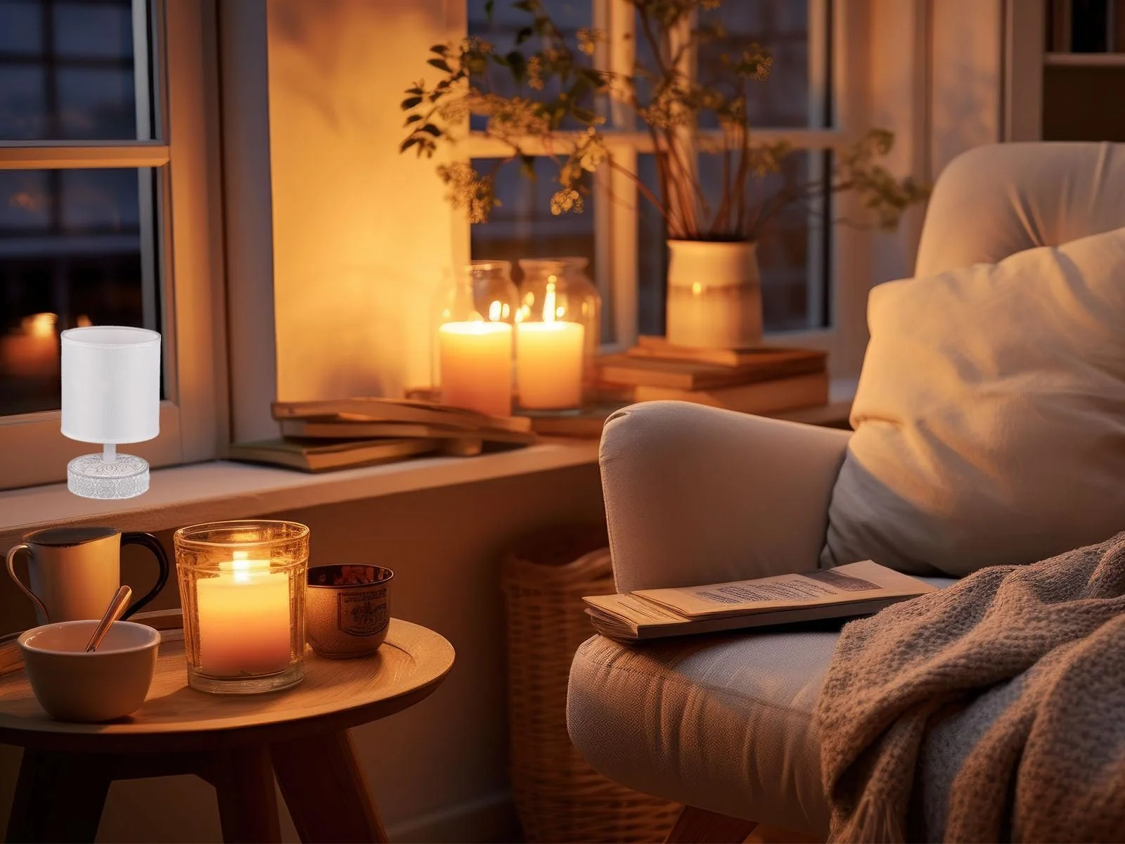 Настільна лампа 20 см E14 White, фото №7