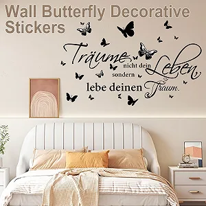 Наклейка на стіну Träume nicht dein Leben, sondern lebe deinen Traum з метеликами чорна ціна на synthetic.ua - Фото 1 Наклейка на стіну Träume nicht dein Leben, sondern lebe deinen Traum з метеликами чорна synthetic.ua - Фото 1