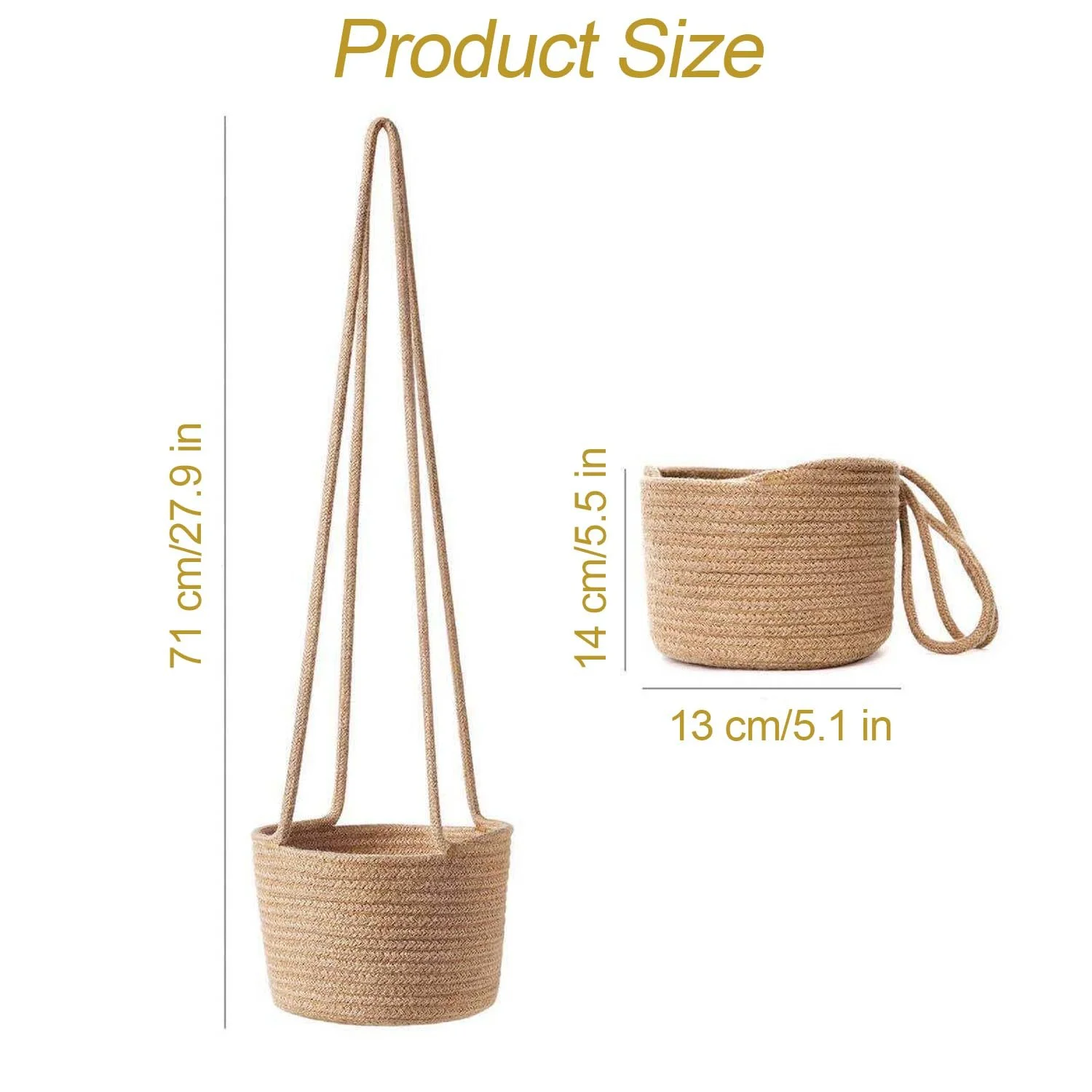 Підвісний кошик для рослин Cotton Rope 14 см, фото №3