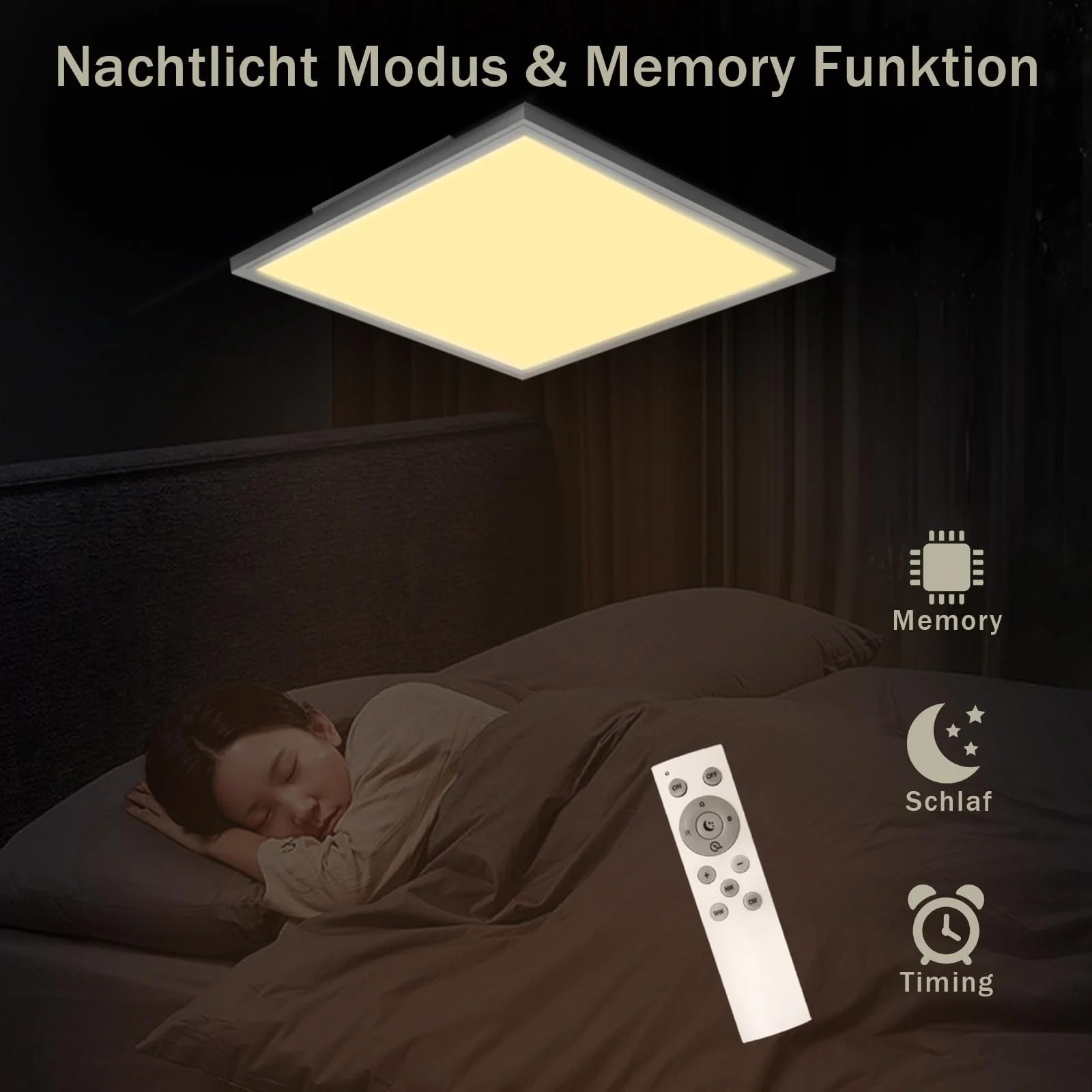 Світильник Glitzerlife LED RGB з регулюванням яскравості 24 Вт білий у комплекті з пультом управління квадратна стельова лампа з підсвіткою діаметром 45 см, фото №6