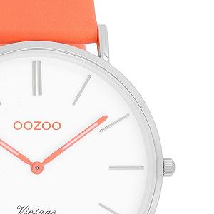 Часы Oozoo Vintage Ремешок кожаный 40 мм Neon Orange C20313, неоновый оранжевый, винтажные synthetic.ua - Фото 1