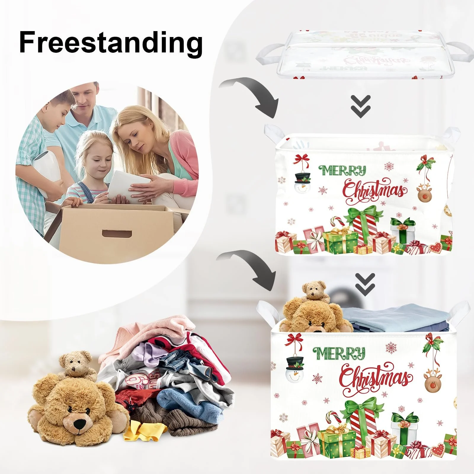 Корзина для игрушек Тип HUUMONSS Reindeer на Рождество для мальчиков и девочек, водонепроницаемая, белый, 36 л, фото №3 Корзина для игрушек Тип HUUMONSS Reindeer на Рождество для мальчиков и девочек, водонепроницаемая, белый, 36 л, фото №3