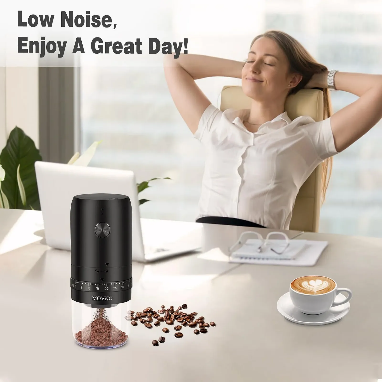 Электрическая кофемолка портативная MOVNO, 40 уровней помола, 1800 mAh, керамические жернова, для путешествий и кемпинга, фото №7 Электрическая кофемолка портативная MOVNO, 40 уровней помола, 1800 mAh, керамические жернова, для путешествий и кемпинга, фото №7