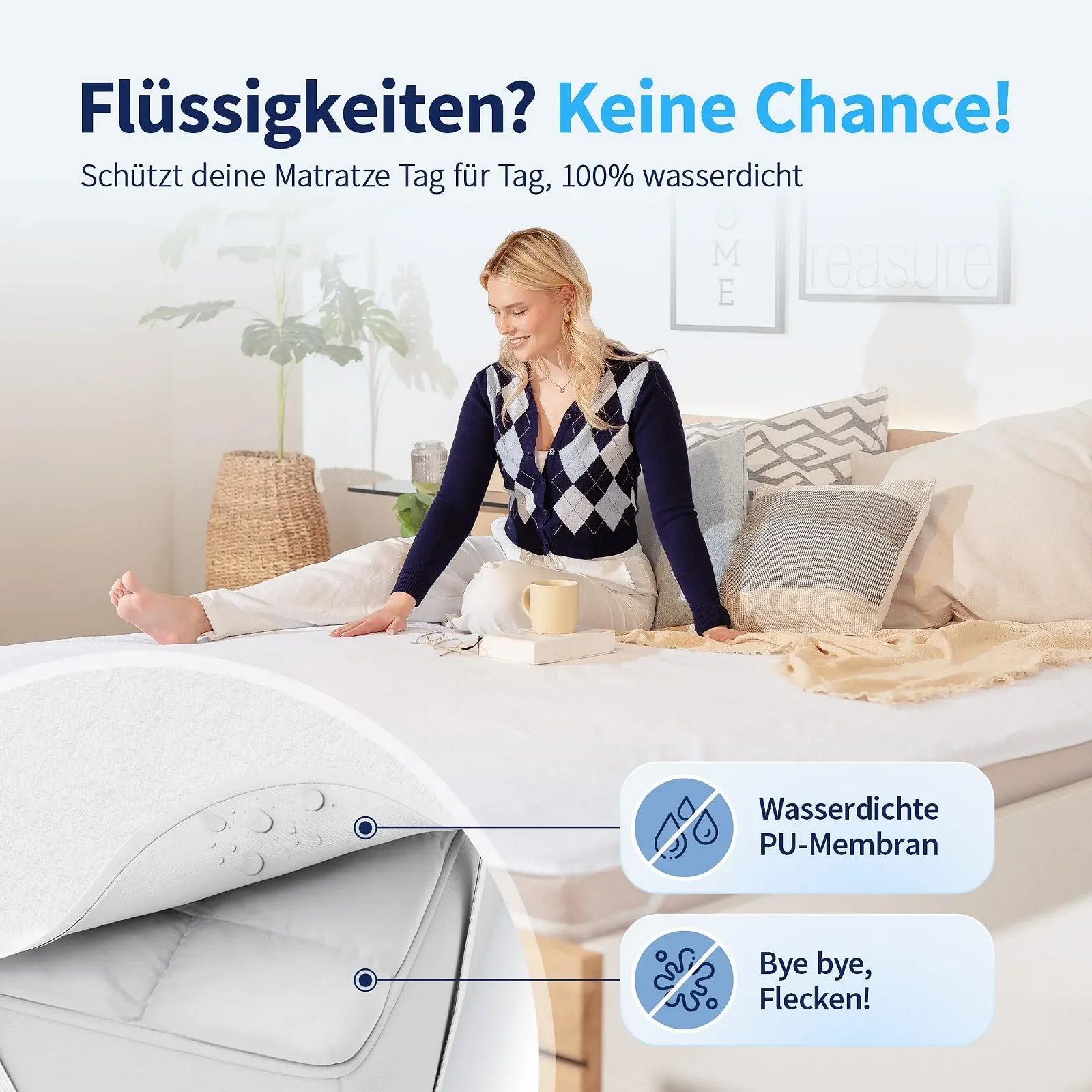 Наматрацник водонепроникний та дихаючий Бавовна (Oeko-TEX Standard 100), фото №2 Наматрацник водонепроникний та дихаючий Бавовна (Oeko-TEX Standard 100), фото №2