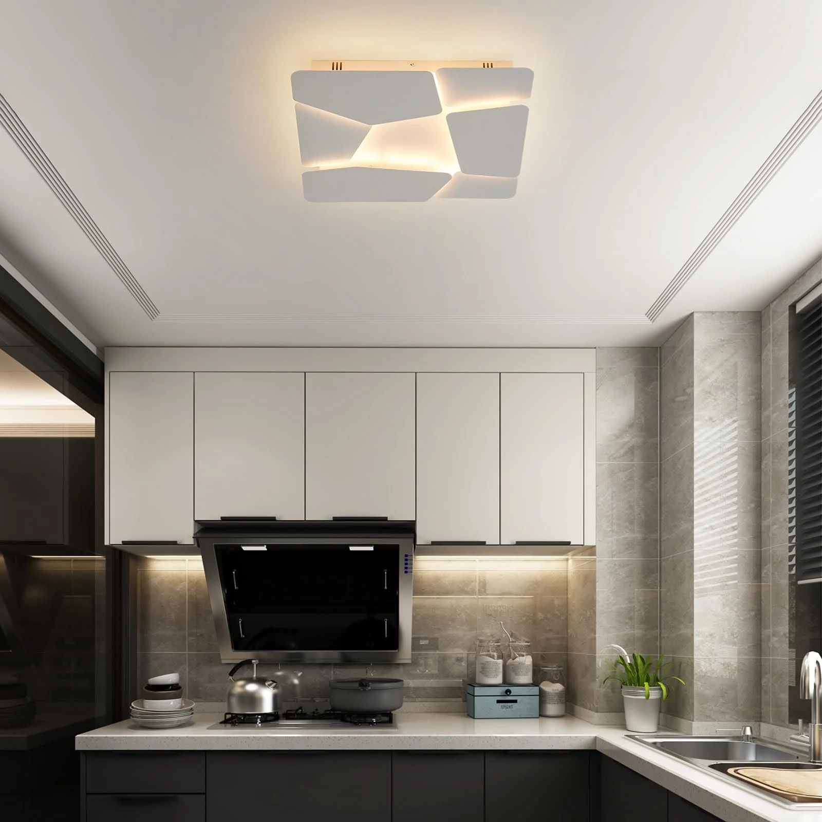 Світильник стельовий ZenithBeam LED для спальні Пульт Дистанційного Керування Квадратний Метал Білий Матовий 37 Вт 40 см, фото №5