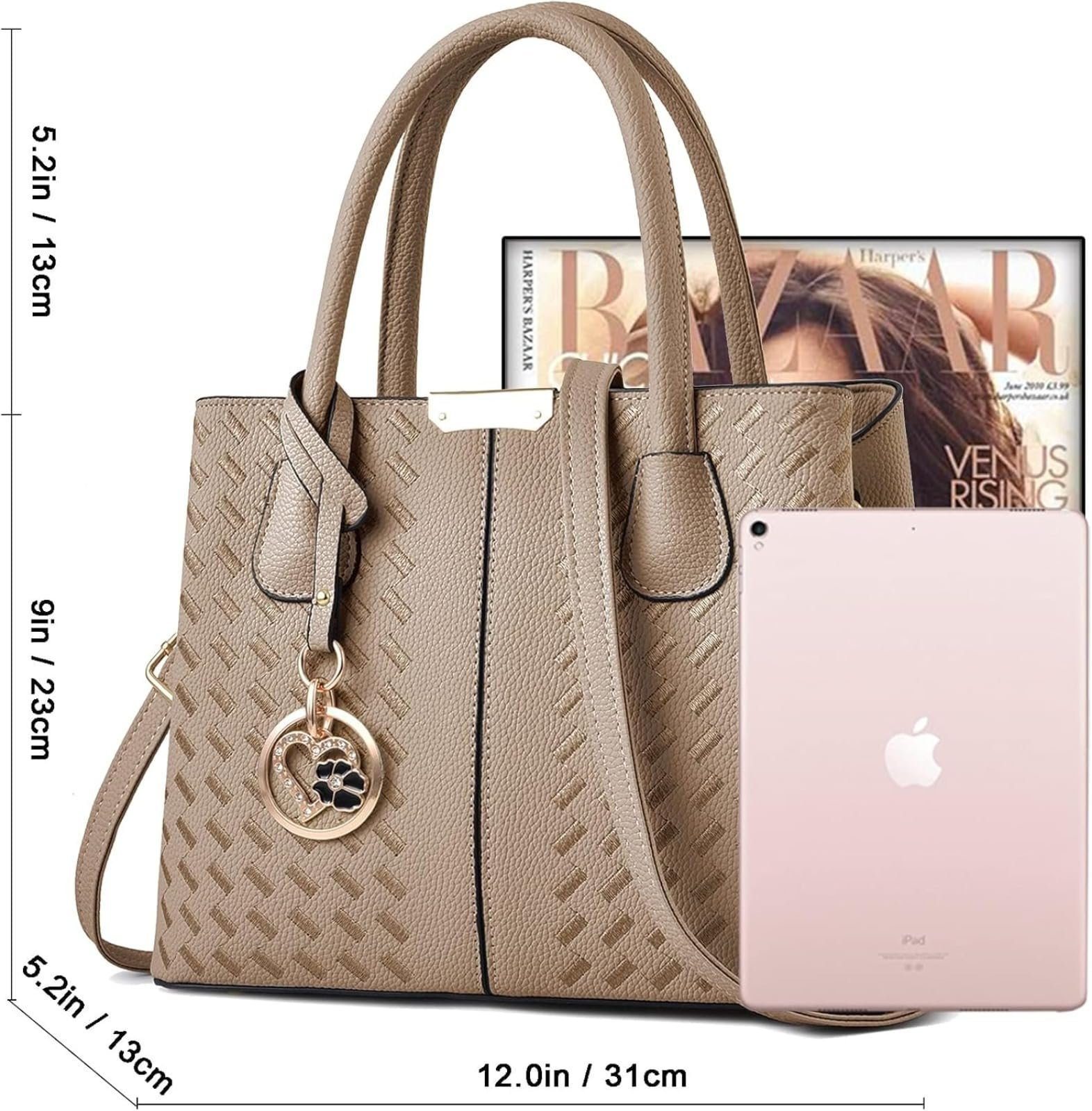 Сумка KurKur Geldbörsen und Handtaschen für Frauen Schulter Tote Bags Top Griff Umhängetasche E Khaki 2, фото №4