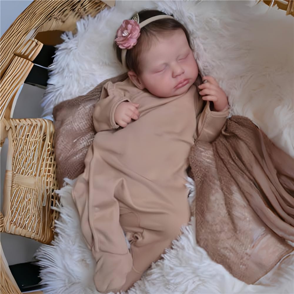 Кукла Реборн Девочка kgniess me 20 дюймов, ручная работа, мягкое виниловое тело, выглядит как настоящий ребенок, закрытые глаза, спящая девочка, фото №5