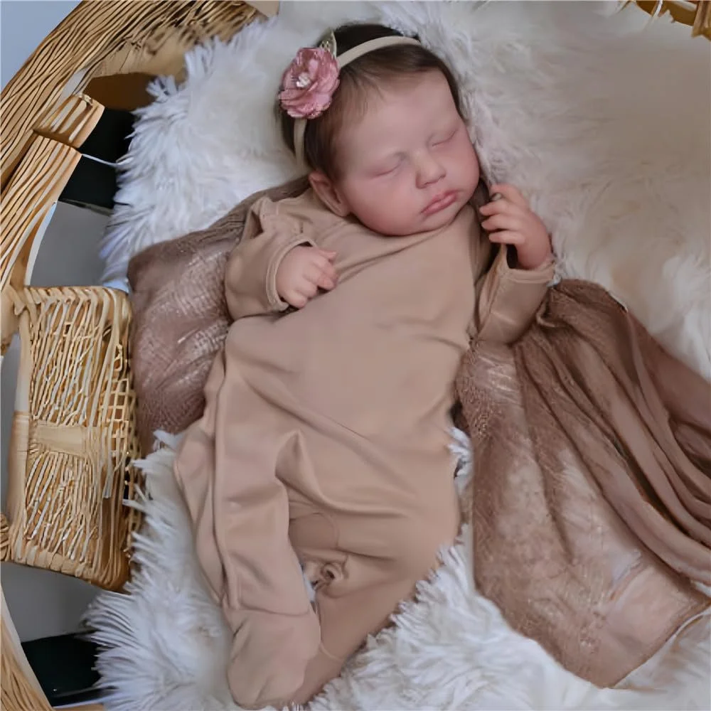 Кукла Реборн Девочка kgniess me 20 дюймов, ручная работа, мягкое виниловое тело, выглядит как настоящий ребенок, закрытые глаза, спящая девочка, фото №5