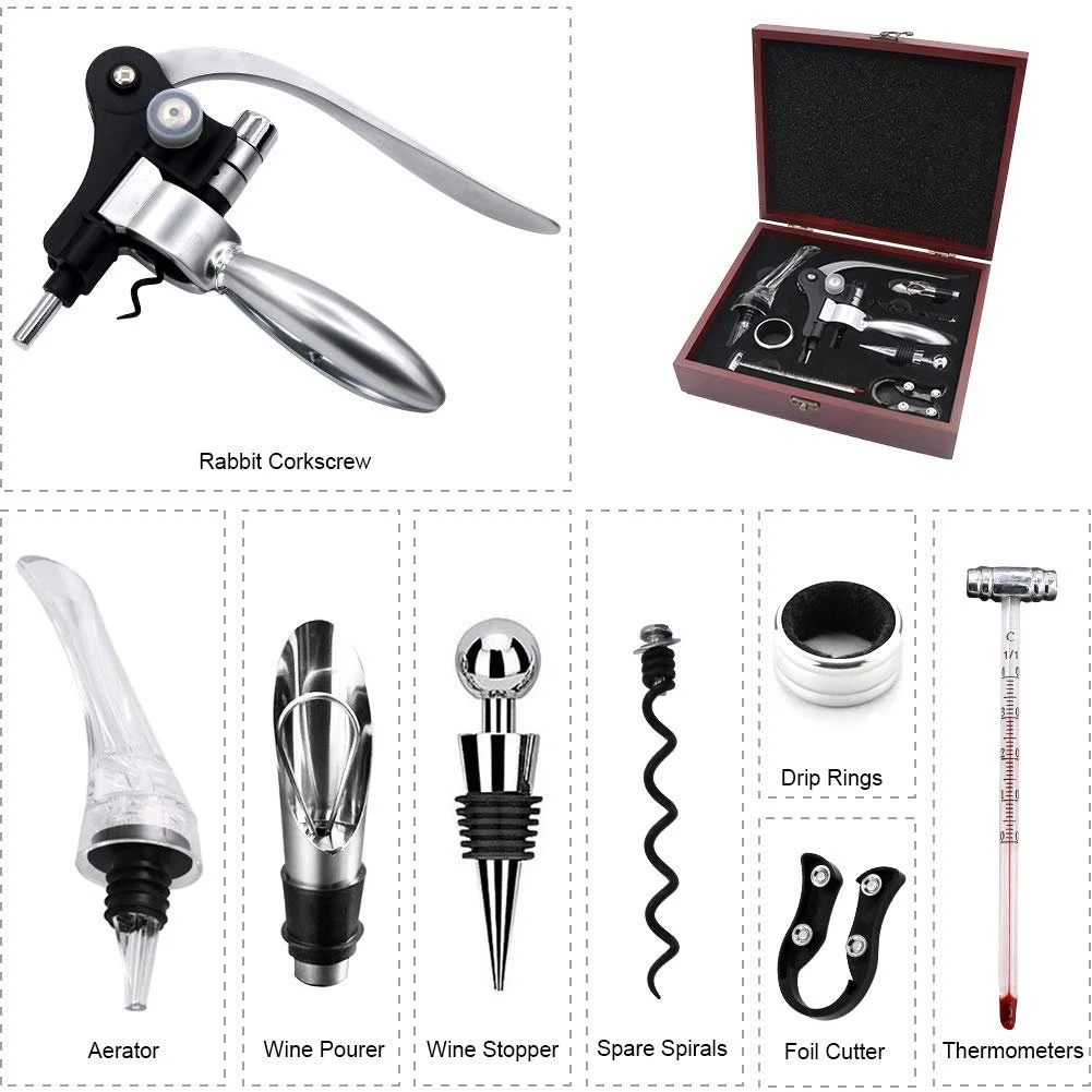 Штопор SumDirect, с ручкой из цинкового сплава, из древесины темно-вишневого цвета, фото №2