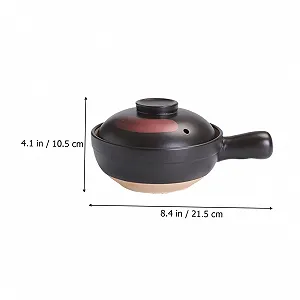 Кастрюля глиняная термостойкая для газовых плит маленькая Черная с красным узором synthetic.ua - Фото 1