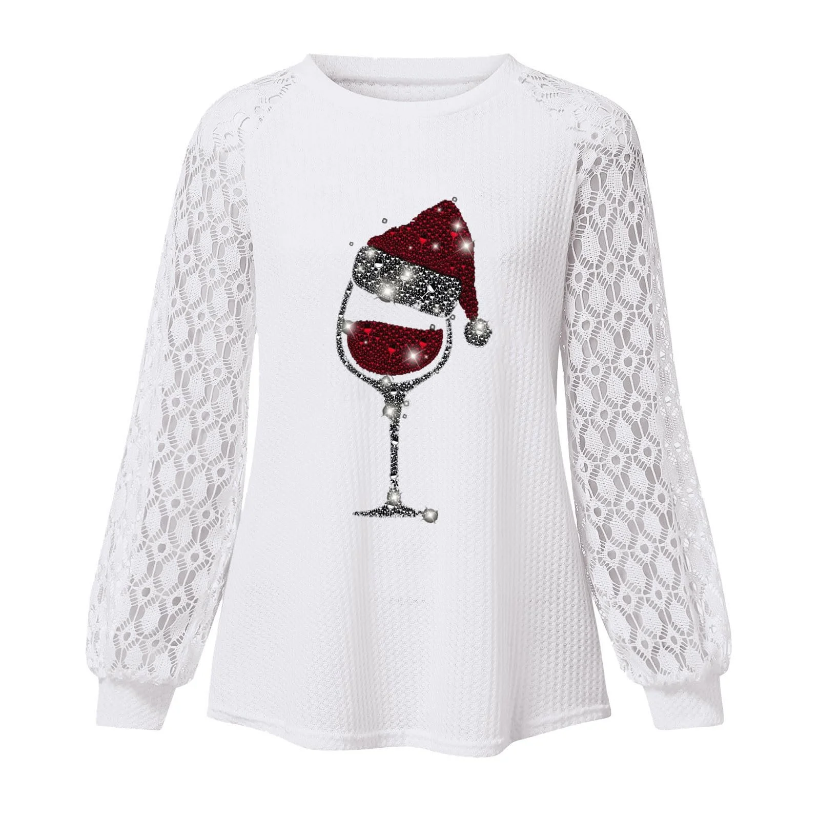 Рождественский джемпер Женский Забавный Санта Принт Повседневные Рождественские свитшоты Пуловер Подростковые девушки Рождественские праздничные топы Круглый вырез Рождественская блузка Женская Рождественская блузка, фото №5