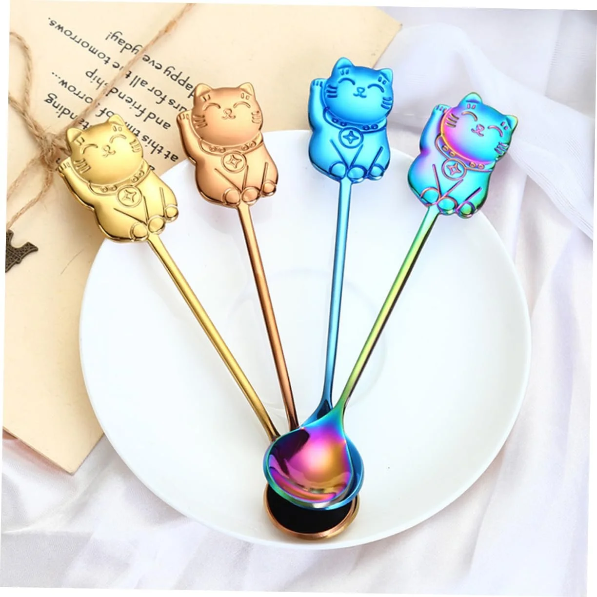 Ложка-мішалка HEMOTON з нержавіючої сталі 304 Lucky Cat, тематика тварин, фото №5 Ложка-мішалка HEMOTON з нержавіючої сталі 304 Lucky Cat, тематика тварин, фото №5