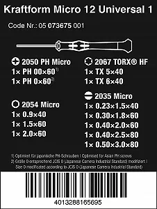 Набір електронних викруток Wera Kraftform 05073675001 Micro-Set/12 SB 1 12 предметів synthetic.ua - Фото 1