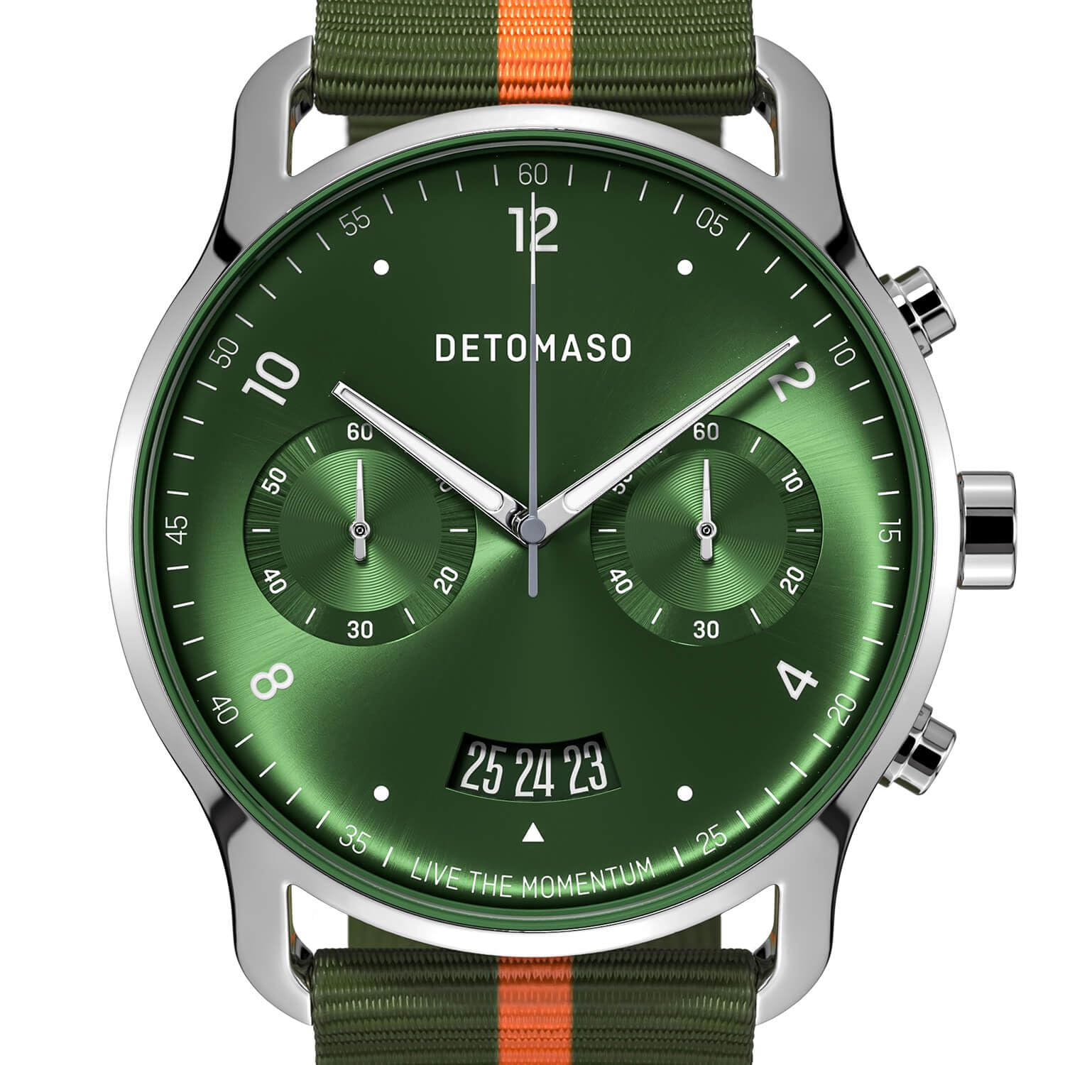 Годинник DeTomaso Sorpassso Chrono Le Silver Green Чоловічий Аналоговий Quartz Браслет із #tide Ocean Material® Оливково-помаранчевий сріблястий, фото №5 Годинник DeTomaso Sorpassso Chrono Le Silver Green Чоловічий Аналоговий Quartz Браслет із #tide Ocean Material® Оливково-помаранчевий сріблястий, фото №5