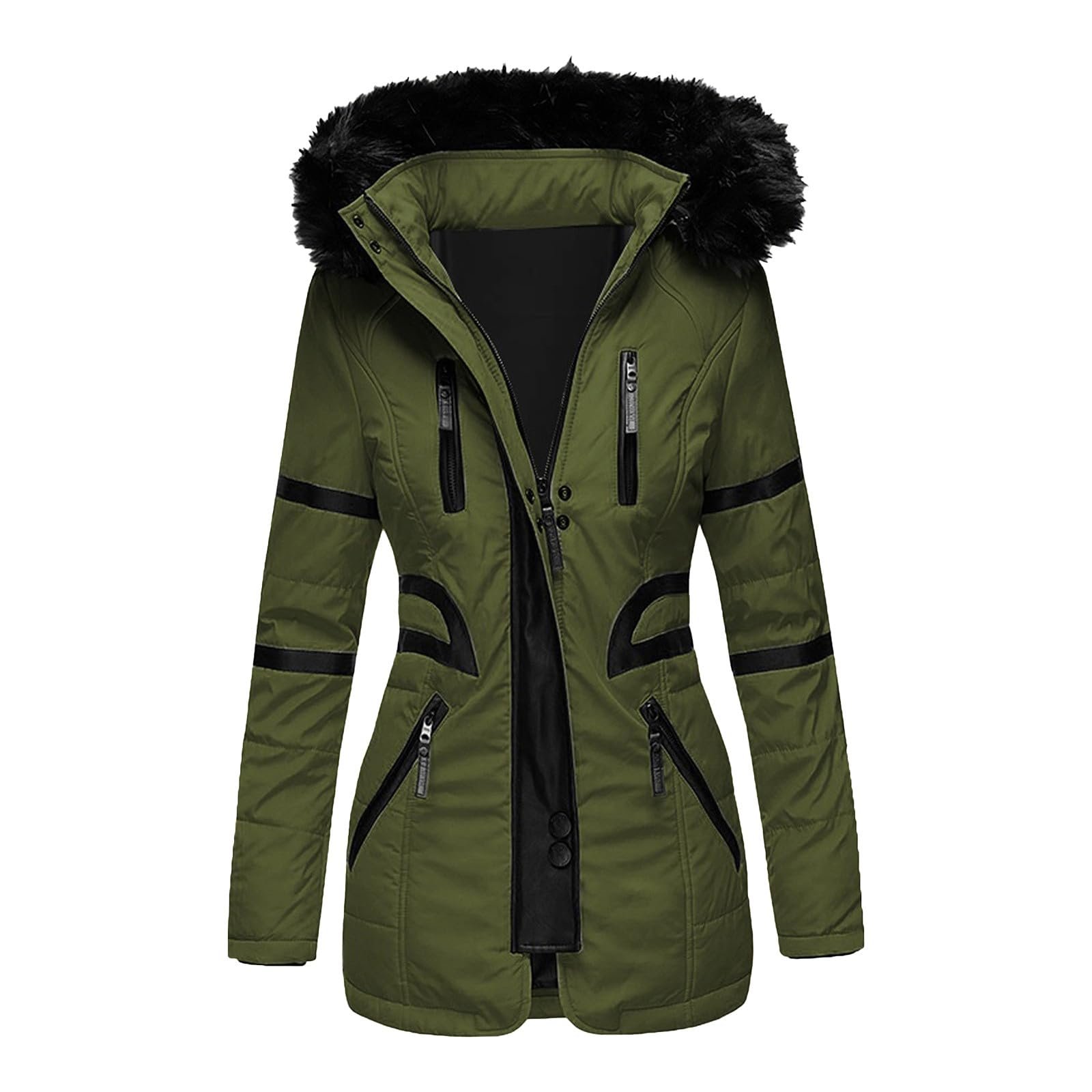 Жіноча Зимова Куртка з Хутряним Капюшоном, фото №1