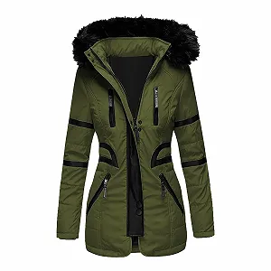 Женская Зимняя Куртка с Меховым Капюшоном - Фото 1