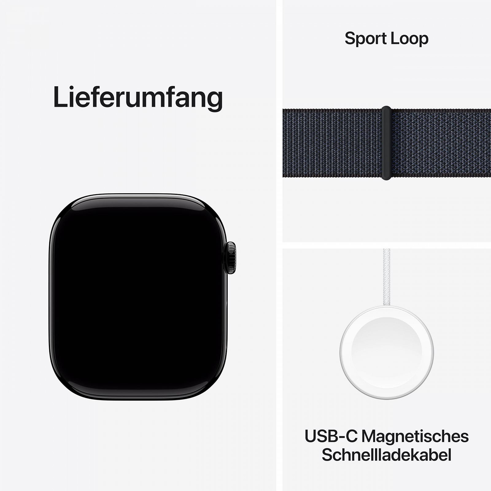 Смарт-годинник Apple Series 10 (GPS + Cellular 46 мм) Алюмінієвий корпус Діамантовий чорний та спортивний ремінець Чорнило (One Size), фото №6