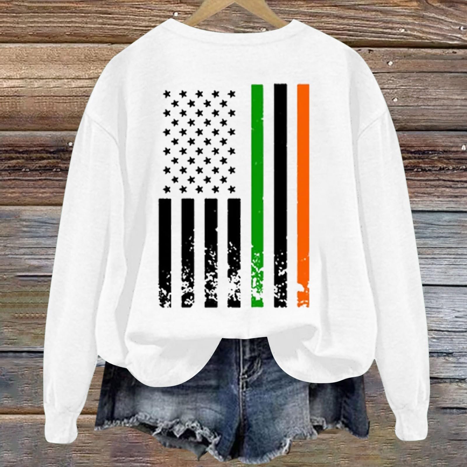 Женская толстовка Generisch Свободный крой Мягкий пуловер Осенняя модная праздничная одежда Женская одежда в стиле пэчворк на Хэллоуин Толстовка с длинными рукавами и карманом, фото №3