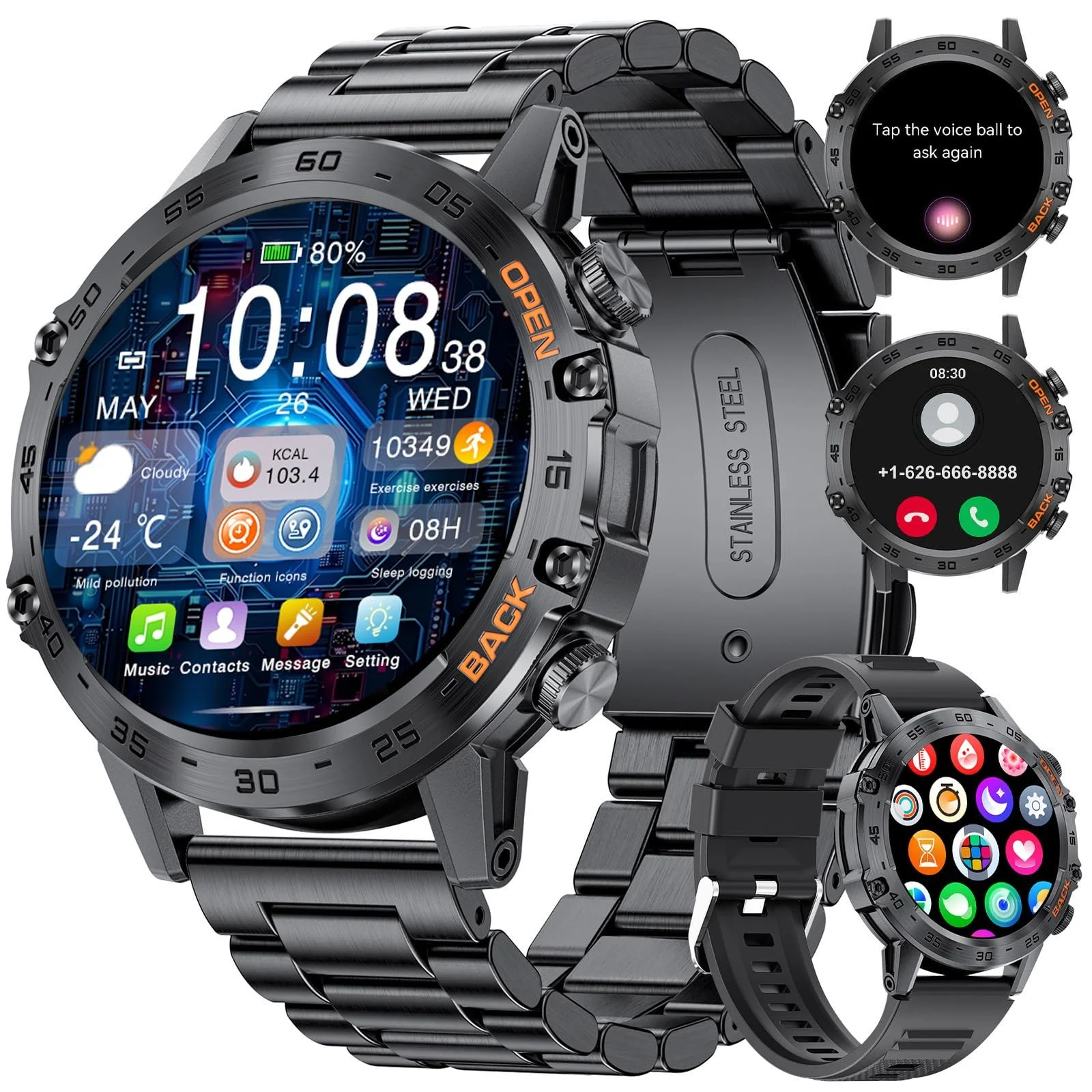 Смарт-годинник SUNKTA Чоловічий Black Stainless Steel, фото №1 Смарт-годинник SUNKTA Чоловічий Black Stainless Steel, фото №1