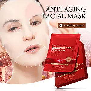 Маска для лица Tkekruh 10 шт с экстрактом крови дракона, антивозрастная, для увлажнения и укрепления кожи, уменьшения мелких морщин, увлажняющая омолаживающая маска synthetic.ua - Фото 1