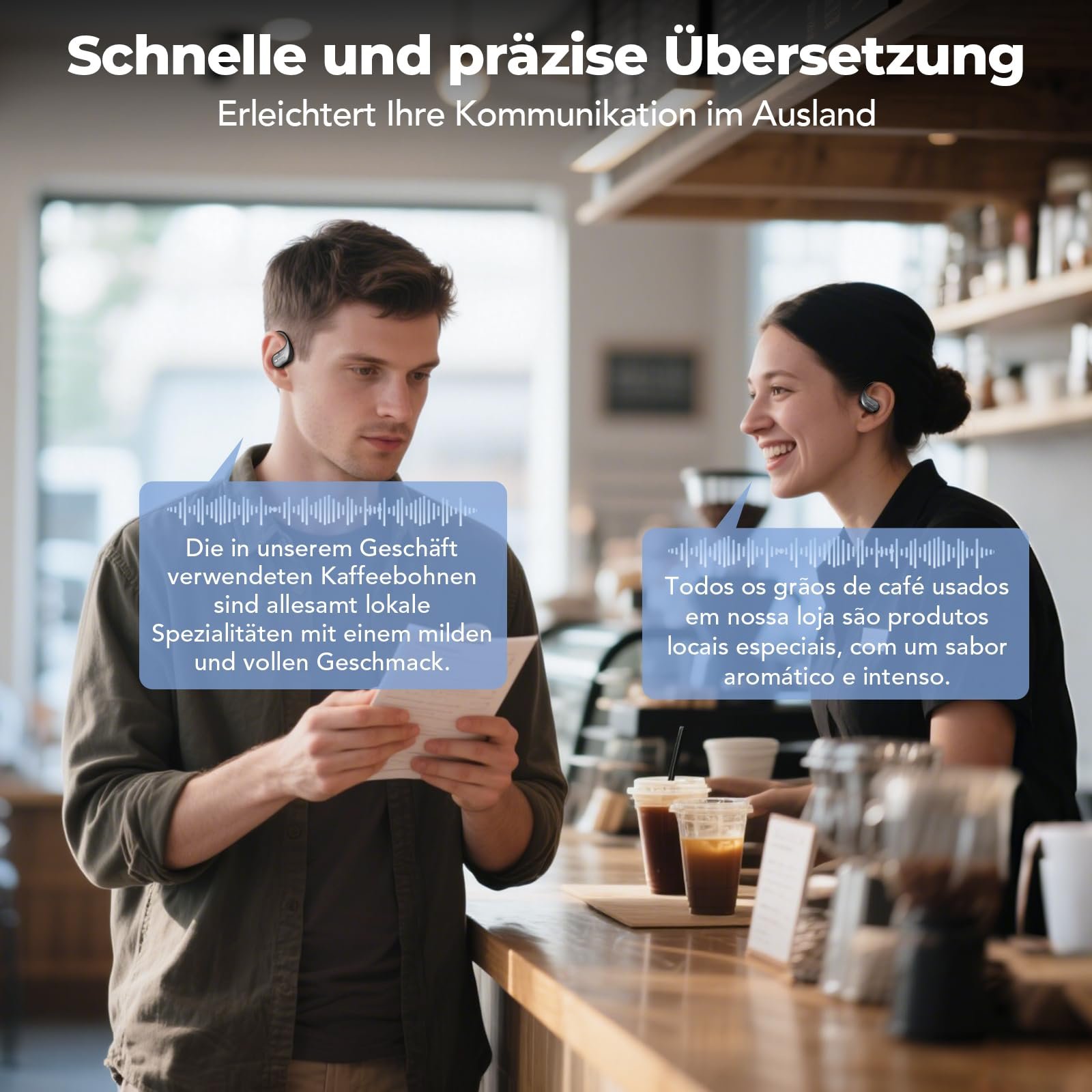 Наушники-переводчики Ki, 3-в-1, с переводом в реальном времени, 150 языков, сенсорный экран, 60 часов для iOS и Android, для путешествий, фото №7