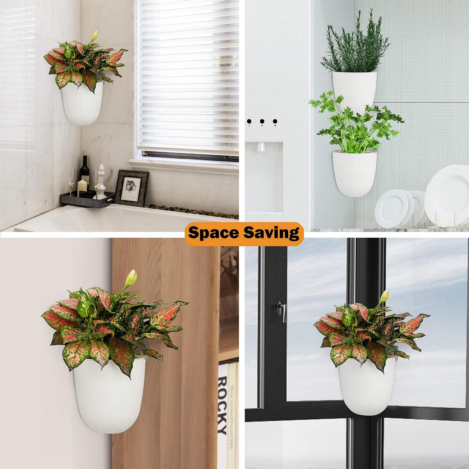 Кутове настінне кашпо ORIMERC Набір 2 шт. автополив трикутне пластик Білий, фото №7