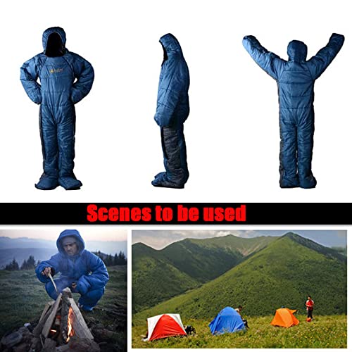 Спальний мішок Мумія XL для дорослих рюкзаків для туризму походів кемпінгу з рукавами і відділеннями для ніг бавовняна підкладка на 4 сезони тепла холодна погода, фото №5 Спальний мішок Мумія XL для дорослих рюкзаків для туризму походів кемпінгу з рукавами і відділеннями для ніг бавовняна підкладка на 4 сезони тепла холодна погода, фото №5