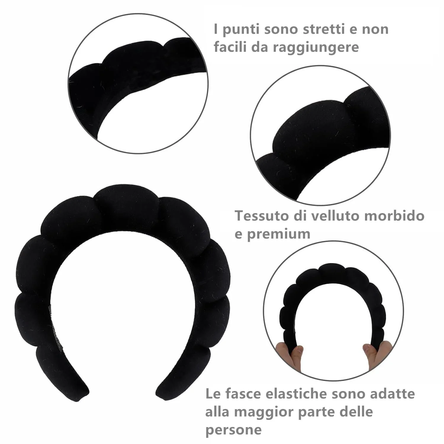 Ободок Wolke Оксамитовий Чорний, фото №3