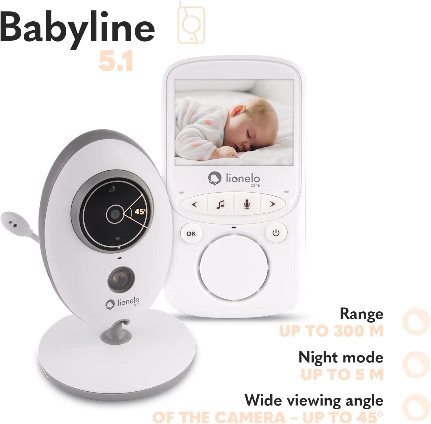 Видеоняня Lionelo Babyline 5.1 белый, фото №8
